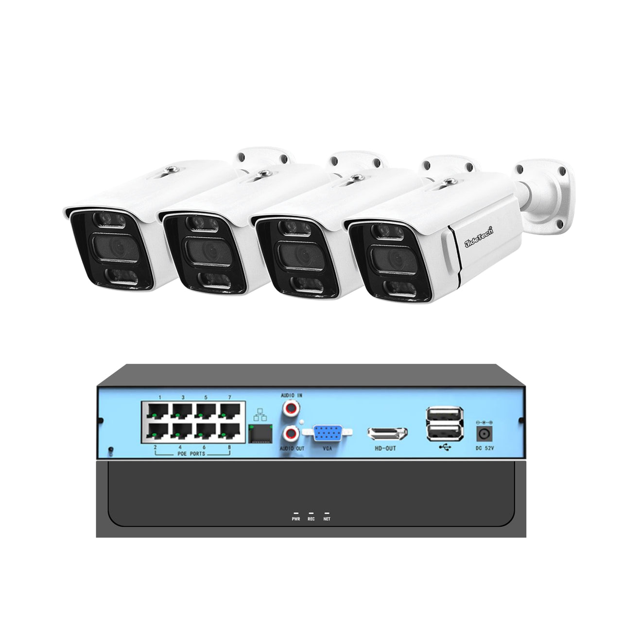 JideTech POE 5MP/8MP 8CH CCTV Camera NVR Security Camera System (NK2-4H-5MP)