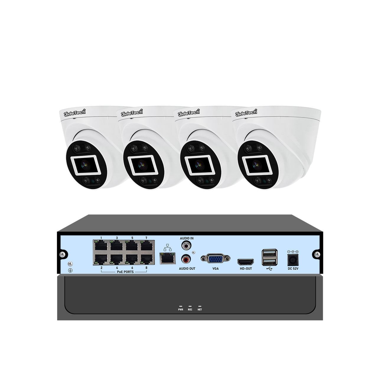 JideTech POE 5MP/8MP 8CH IP Camera NVR Security Kits (NK5-4H-5MP)