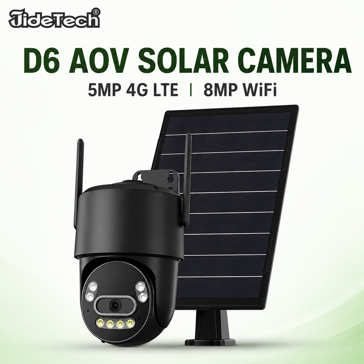 JideTech D6 AOV Solar Dual Lens Security Camera 5MP 4G 8MP WiFi