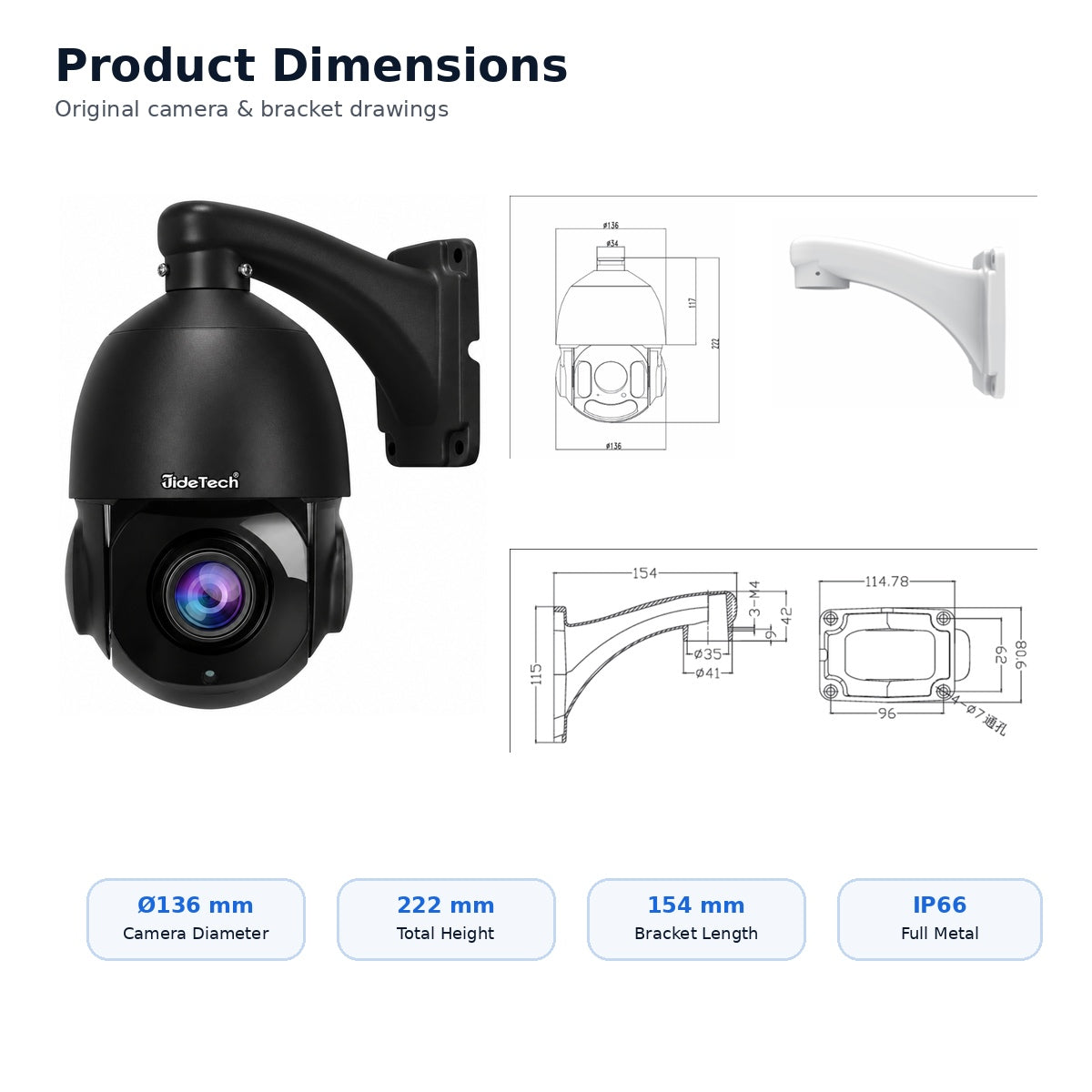 JideTech 8MP 20X PoE PTZ IP Camera with ONVIF Absolute Positioning, Time-Lapse, RTSP & RTMP – P2