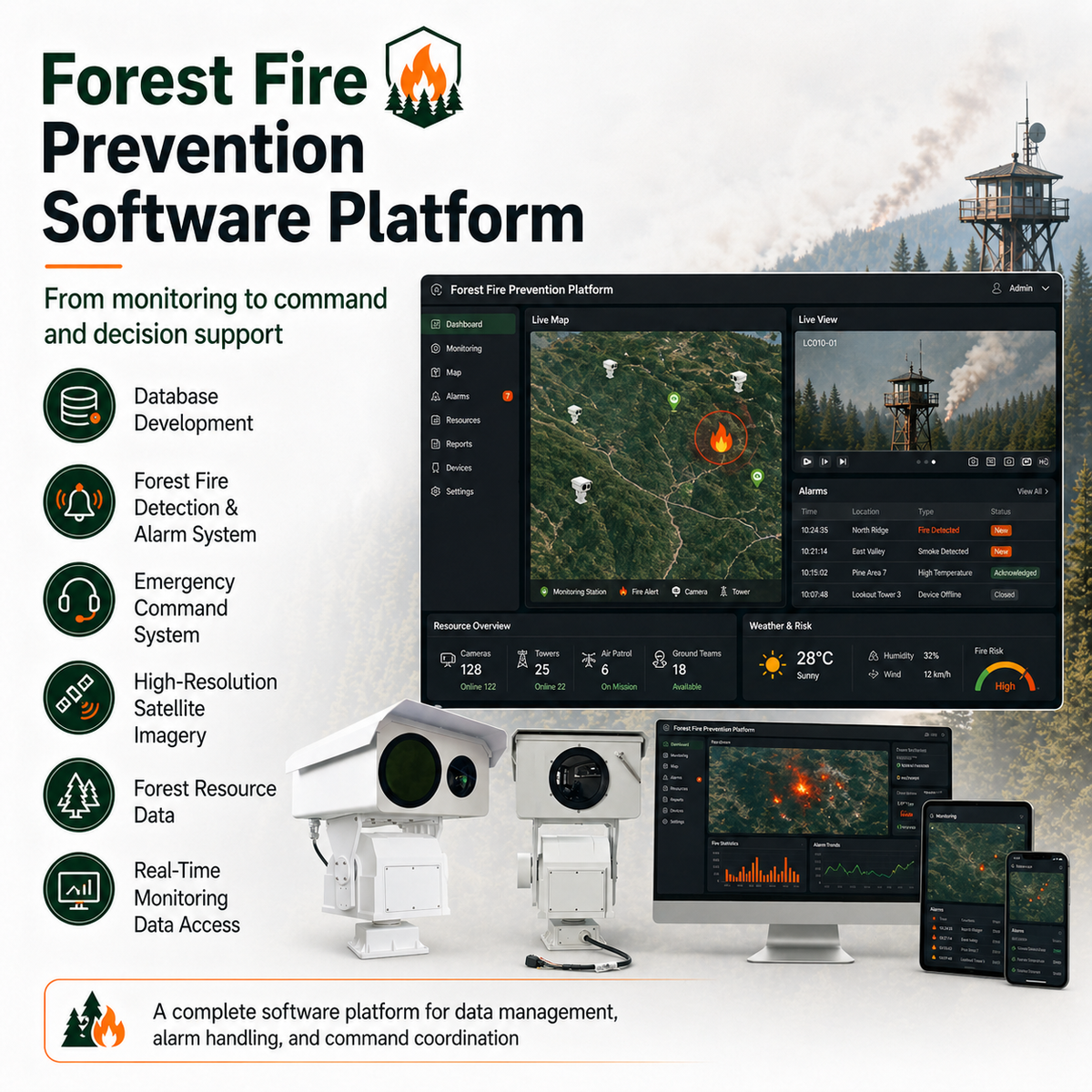 Fire Distant Camera LC010 10KM Forest Fire Prevention Thermal PTZ Camera | JideTech