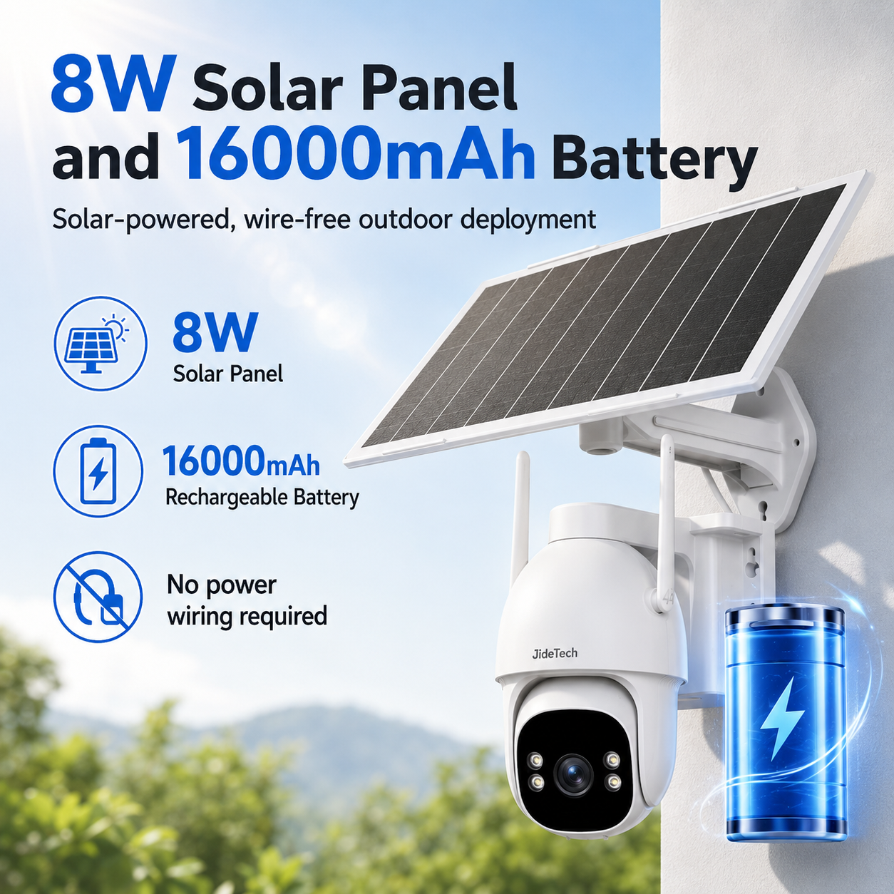 JideTech 2MP/4MP Solar PIR PTZ 4G Kamera (S1-4G) 