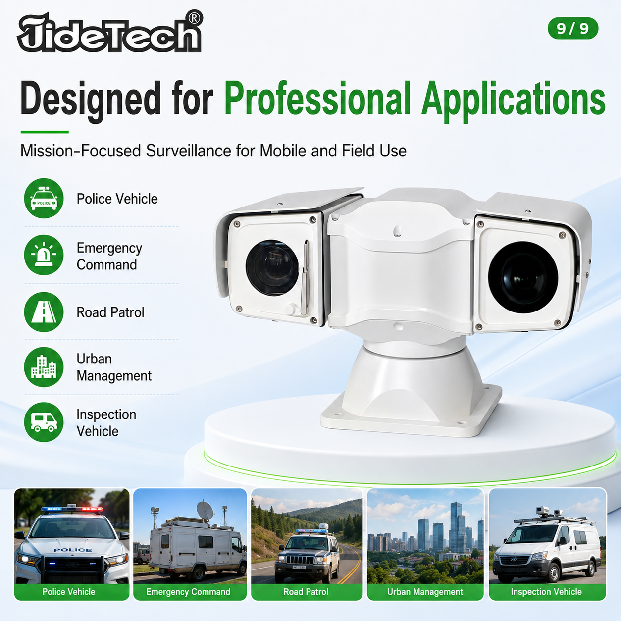 JideTech LC002 4MP 36X Zoom Green Laser PTZ Camera for Mobile Law Enforcement & Emergency Command