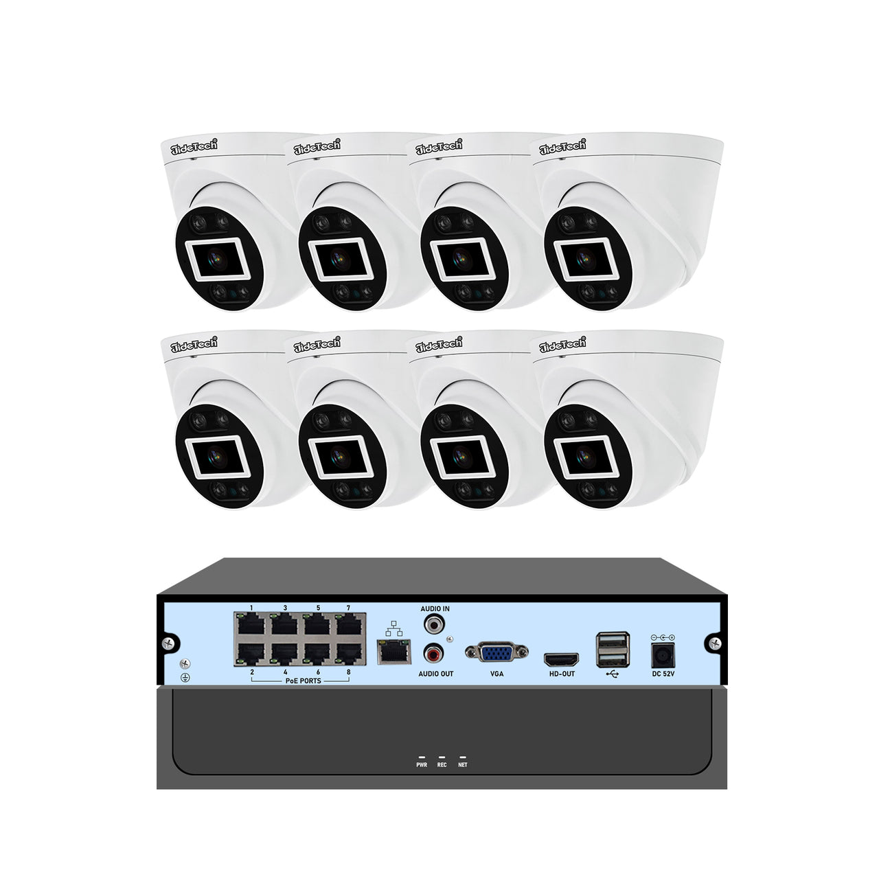 JideTech POE 5MP/8MP 8CH IP Camera NVR Security kits (NK5-8H-5MP)