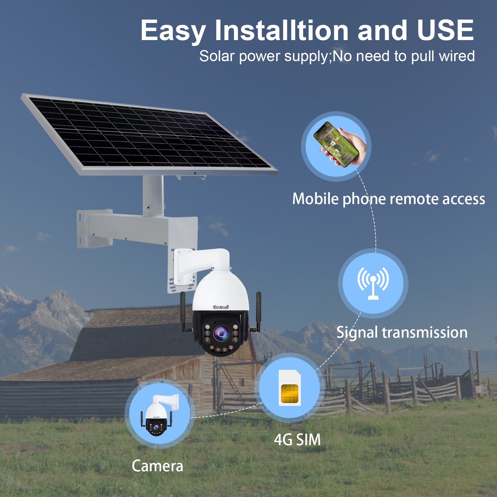 4G Construction Solar Powered Security Optical Zoom 20X PTZ QHD 2K Camera - Foto 9