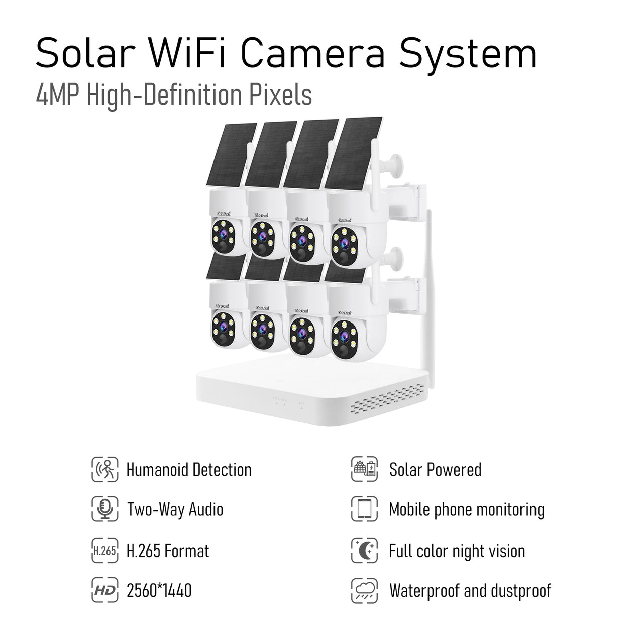 JideTech Wireless 4MP 8CH Solar Powered IP Camera(NK7-8H-4MPW)