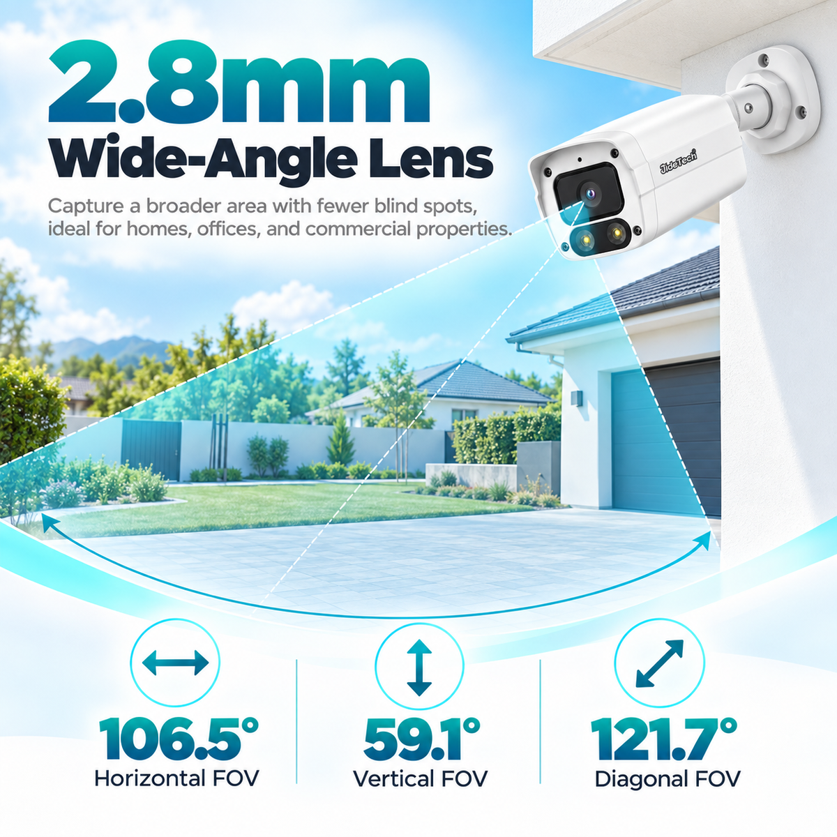 JideTech 12MP 20FPS PoE Bullet IP Camera with Smart Dual Light, Human & Vehicle Detection, ONVIF – IPC212CLB-12MP