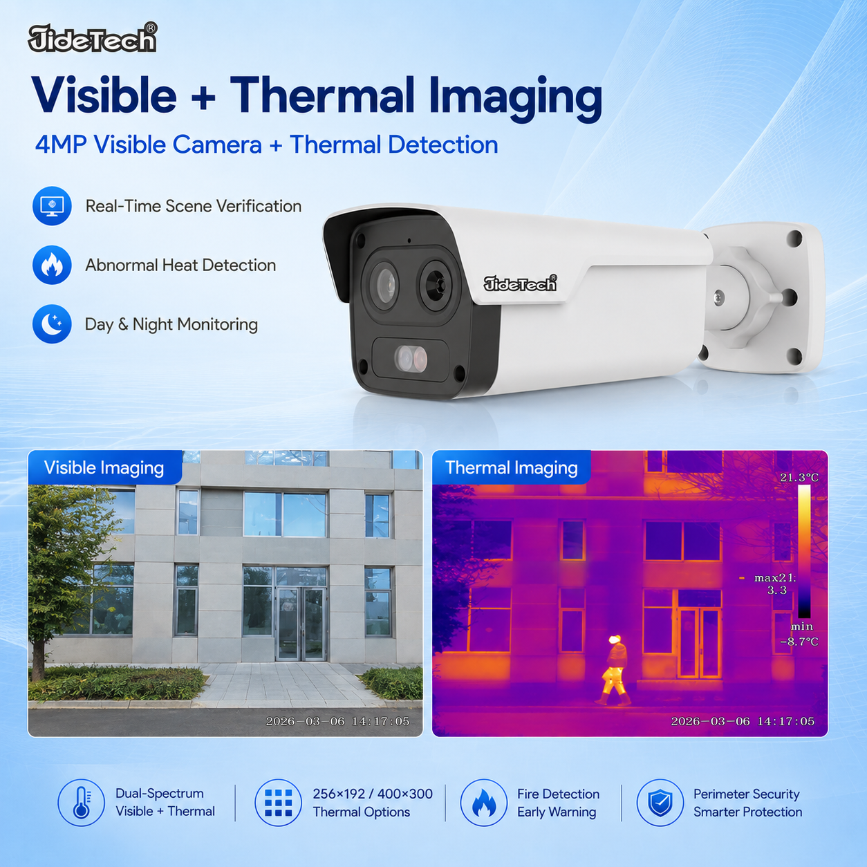 JideTech 4MP Dual-Spectrum Thermal Camera with 640×512 High-Resolution Thermal Imaging (KG-9268-TH)