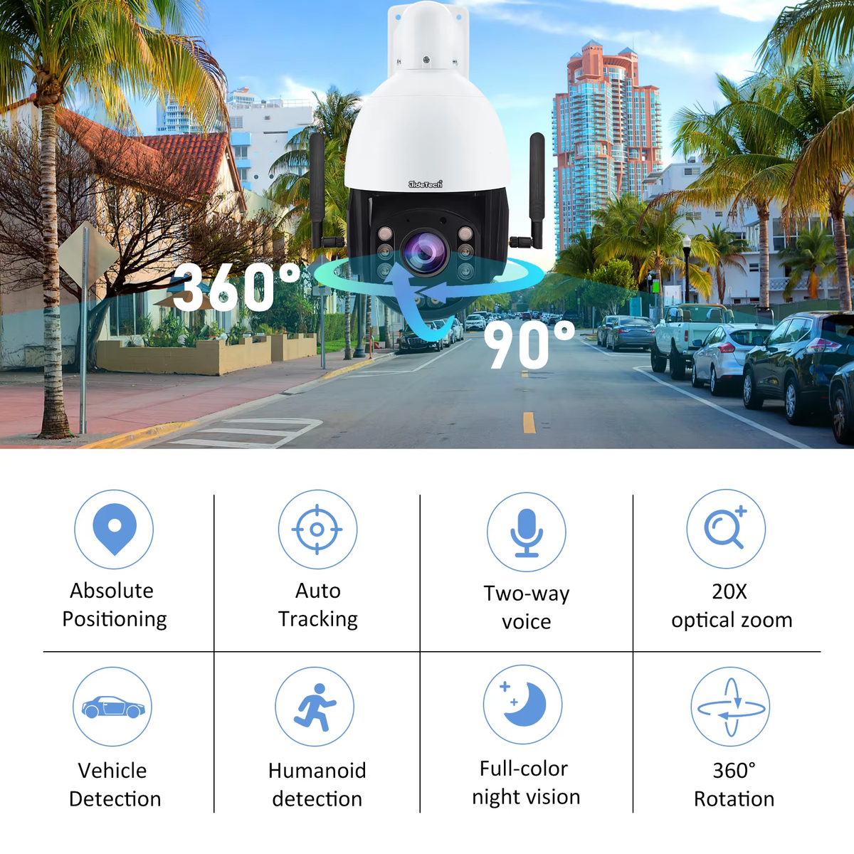 Vpn Camera JideTech 4G 5MP 20X Zoom Video Surveillance Camera Support Open VPN (P