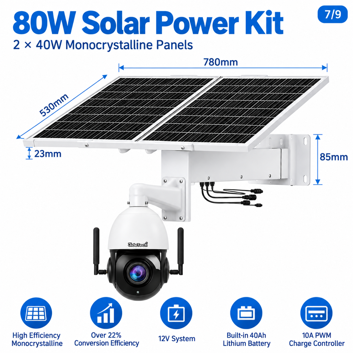 JideTech 5MP/8MP 20X 4G LTE Solar PTZ Security Camera with OpenVPN, RTSP, RTMP, ONVIF