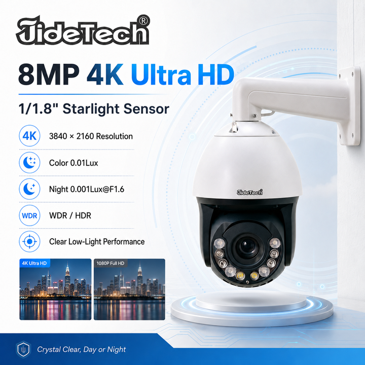 JideTech P22 PLUS 8MP 30X Starlight PoE PTZ IP Camera with ONVIF Absolute Positioning