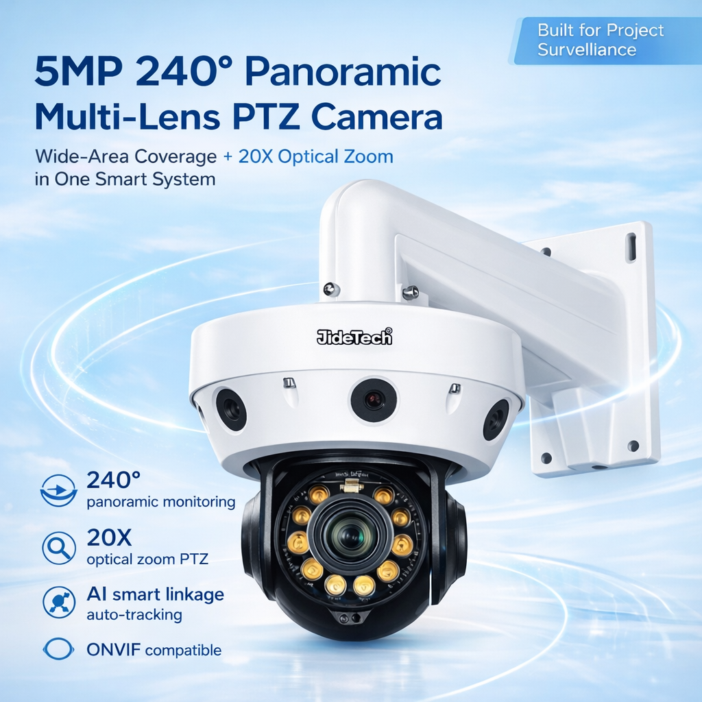 كاميرا JideTech 5MP Panoramic Smart Linkage متعددة المهام عالية السرعة PTZ (P23)