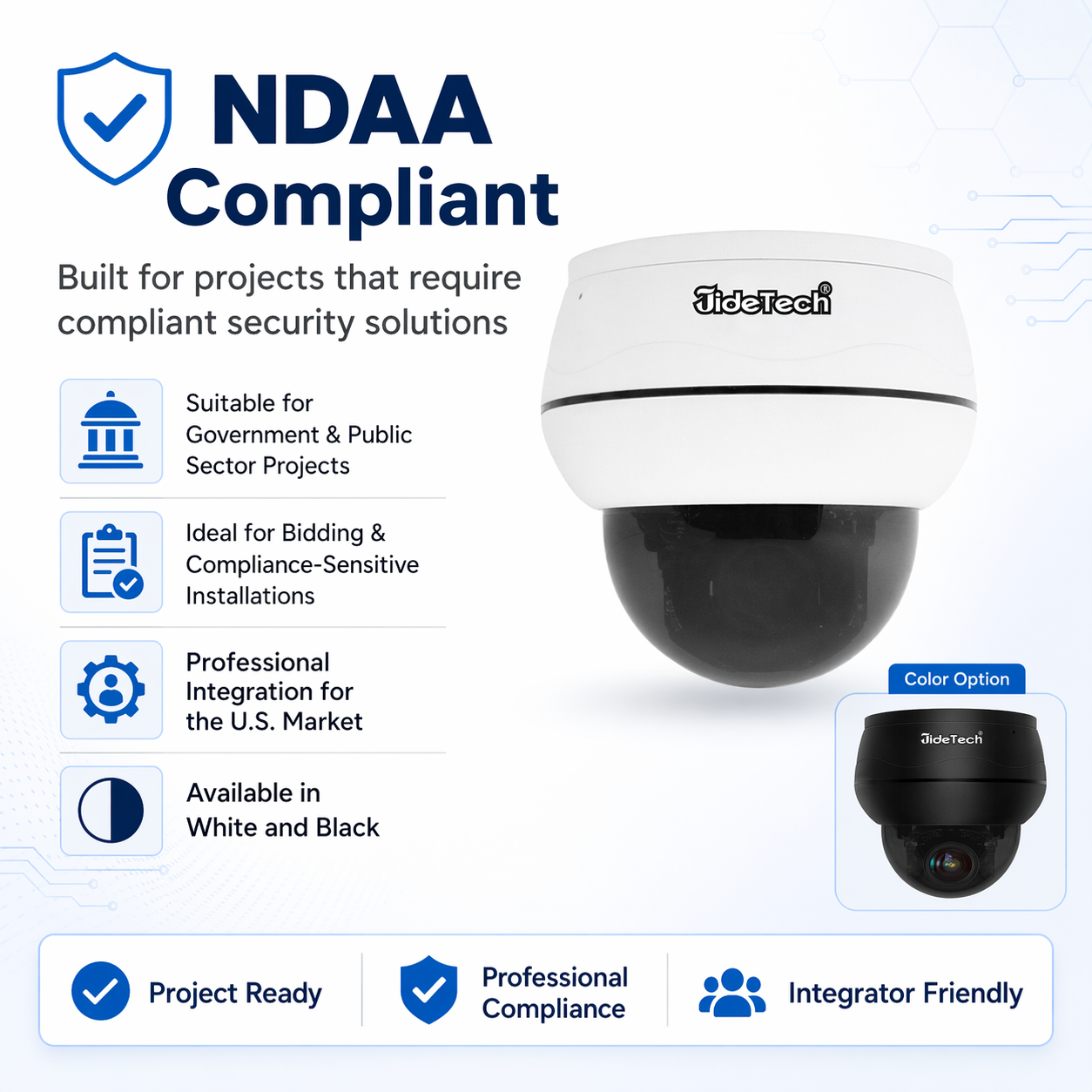 JideTech P1 PLUS 8MP 5X Optical Zoom PoE Mini PTZ Dome Camera with Absolute Positioning
