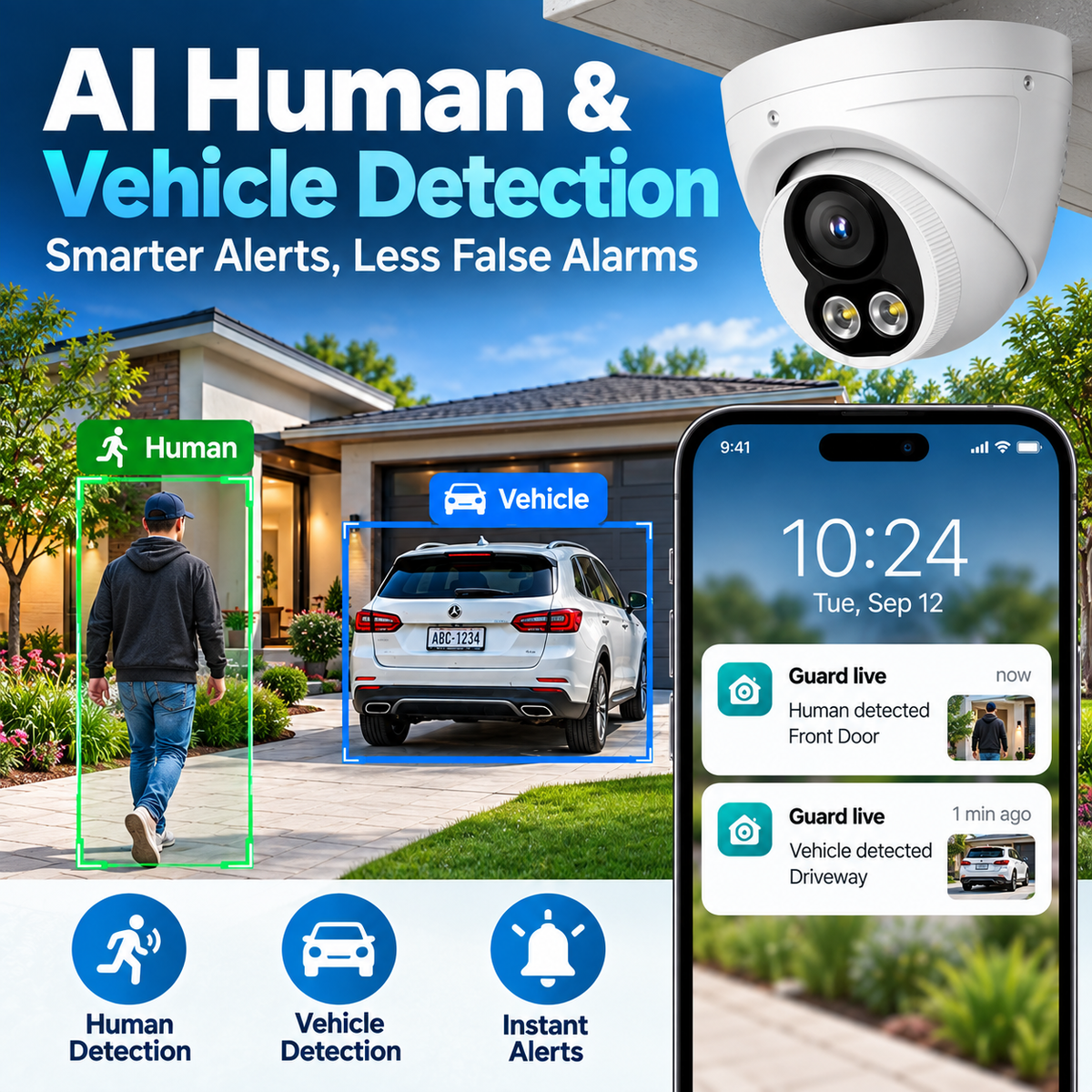 12MP 20FPS PoE IP Camera, Smart Dual Light, Human Vehicle Detection, ONVIF – IPC361CLB-12MP
