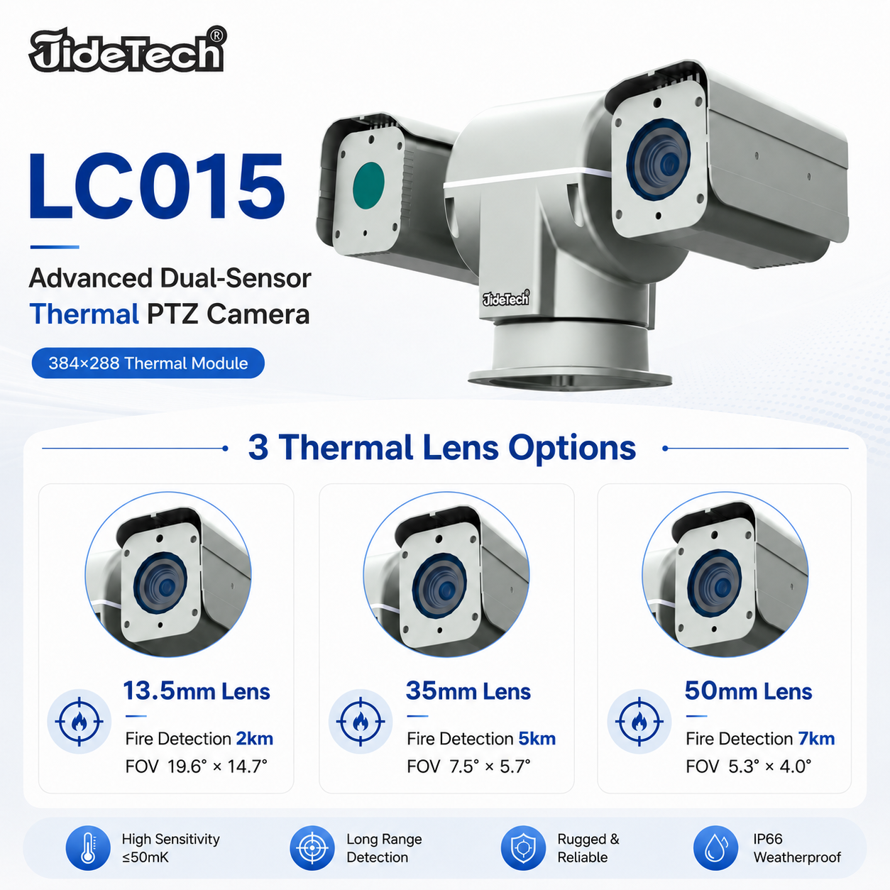 JideTech LC015 Forest Fire Detection PTZ Camera 4MP 33X Zoom 384×288 Thermal Imaging Camera