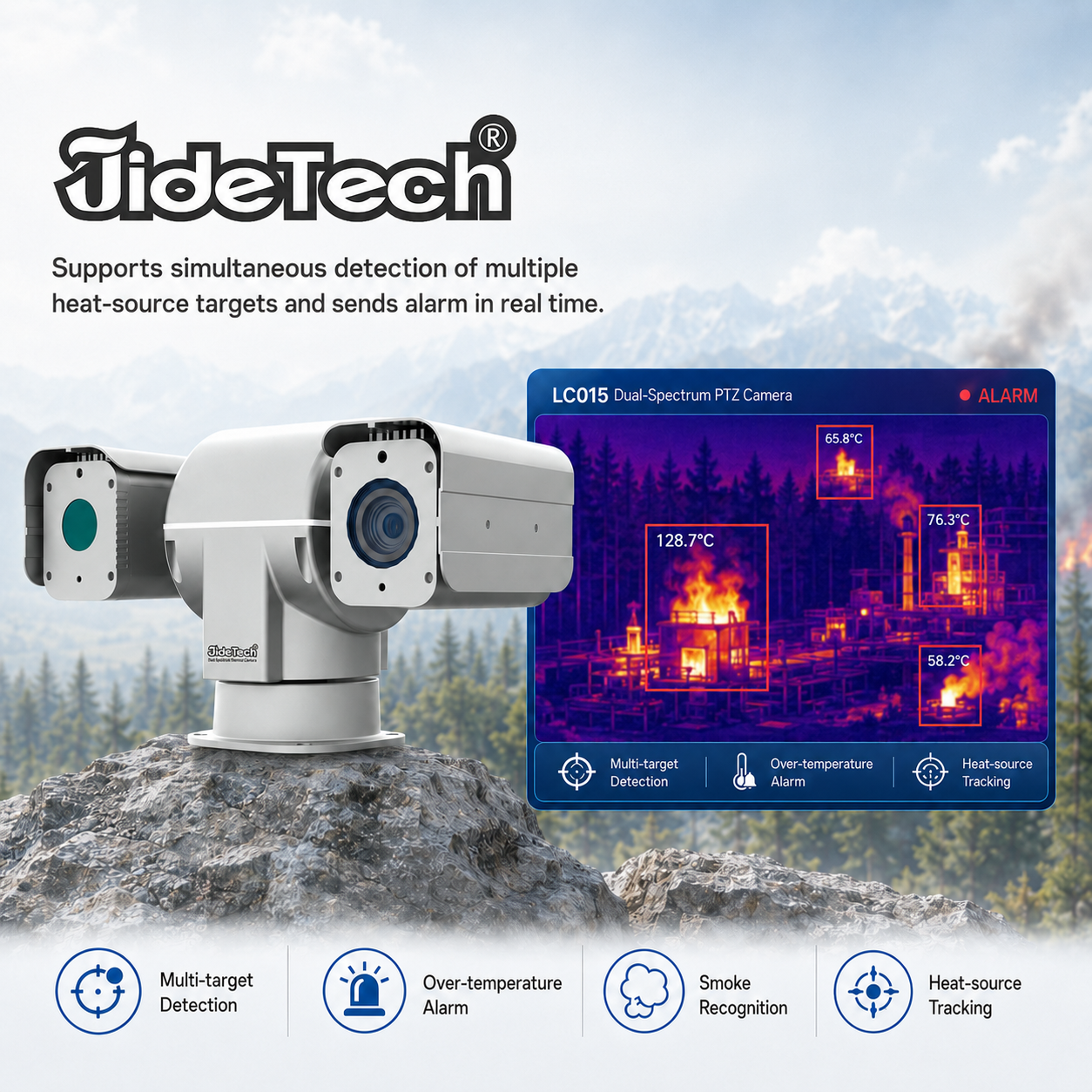 LC015 4MP 33X Forest Fire Detection PTZ Camera with 640×512 Thermal Imaging