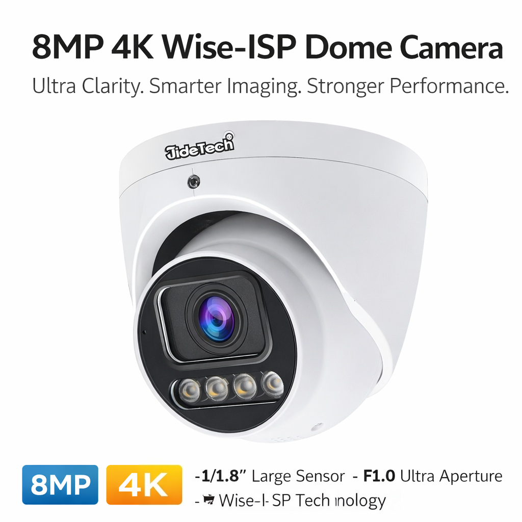 JideTech 8MP/5MP Wise-ISP PoE DomeTurret IP Camera (DM15)