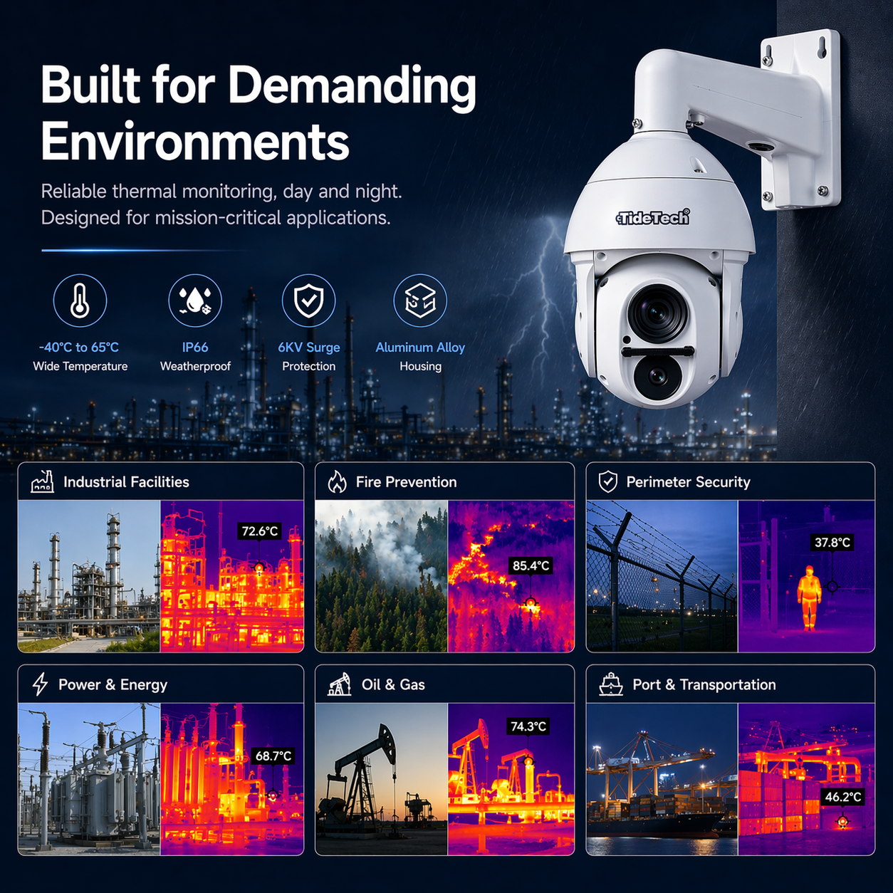 P24-TH thermal PTZ camera for fire prevention and perimeter security