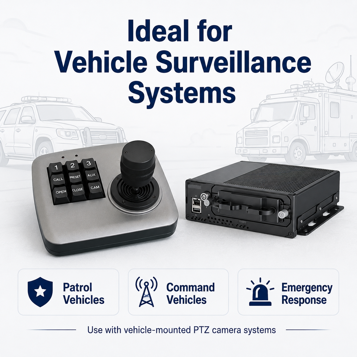 Vehicle Surveillance Accessories for LC001 Thermal PTZ Camera | Mobile DVR & PTZ Joystick
