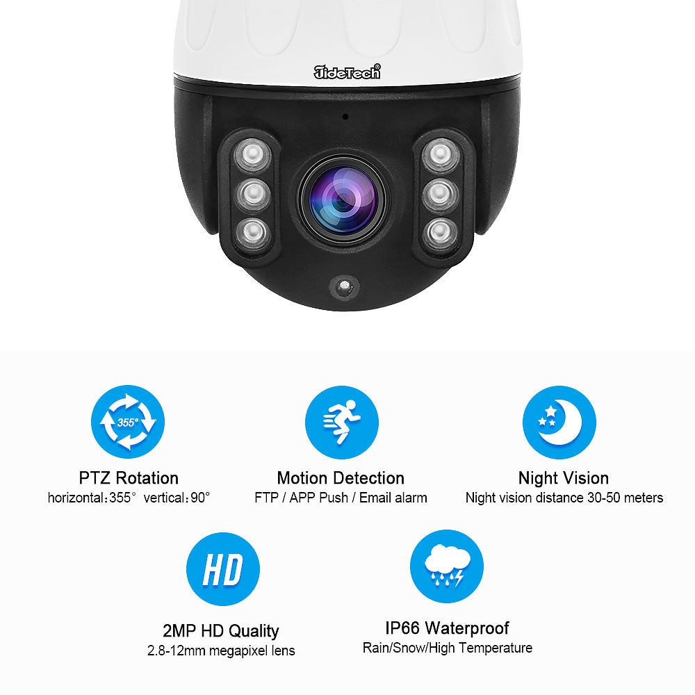 JideTech 1080P HD Night Vision 4X Zoom Security PTZ Camera (P3-4X-2MP)