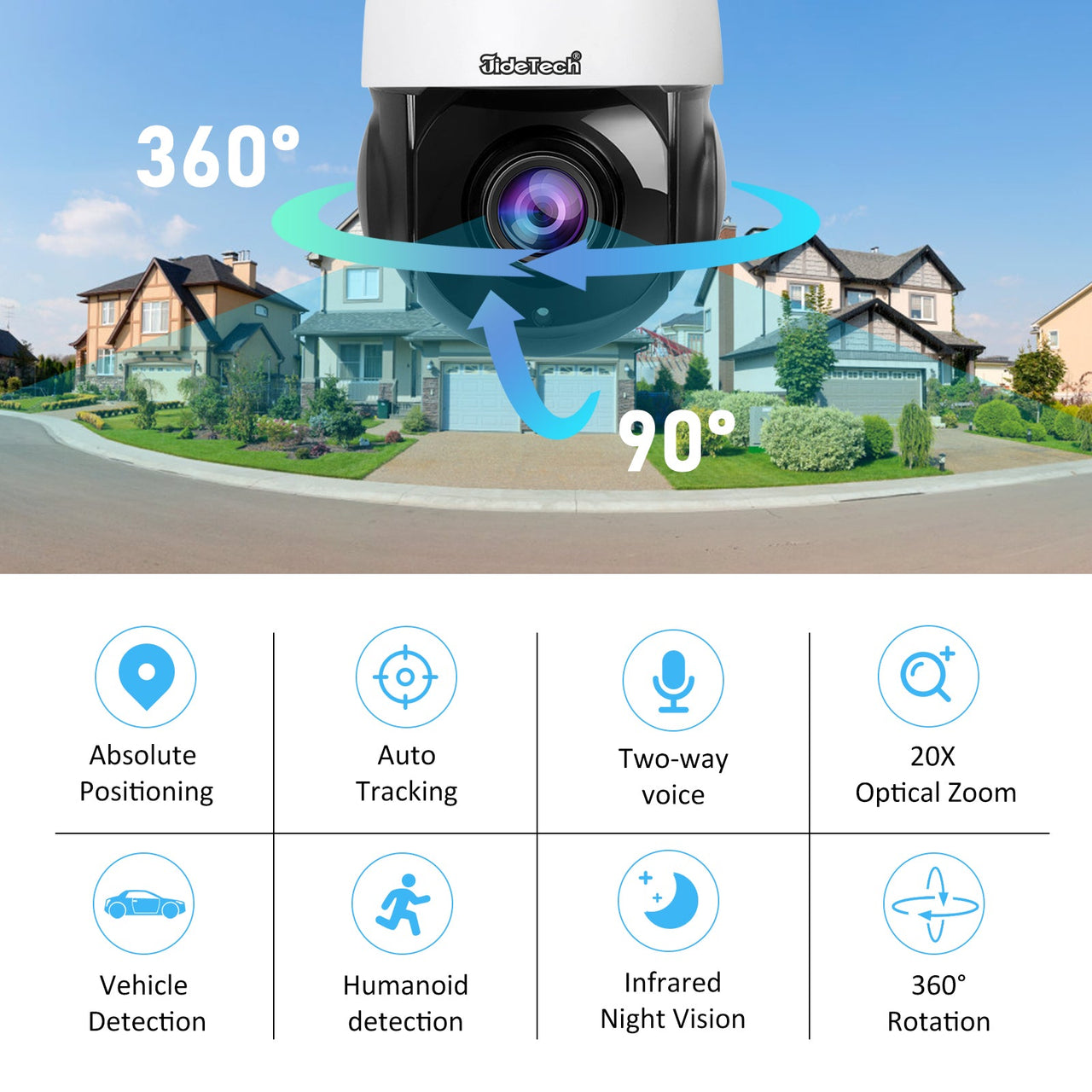 JideTech PoE 4K 200X Zoom Outdoor POE PTZ Security Camera (P2-200X-8MP