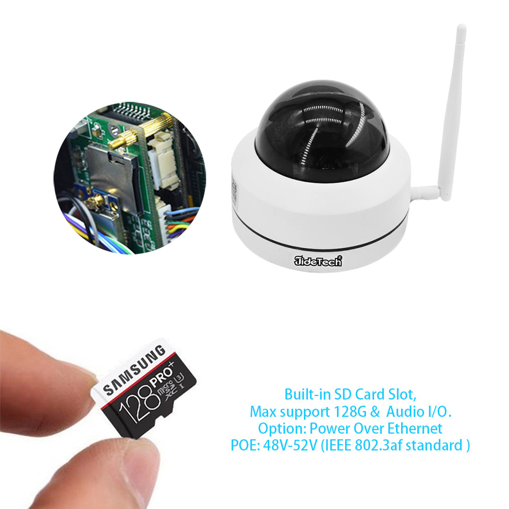 JideTech 4X Zoom 3MP Wi-Fi Surveillance IP Camera with SD Card Slot (P1-4X-3MPW)